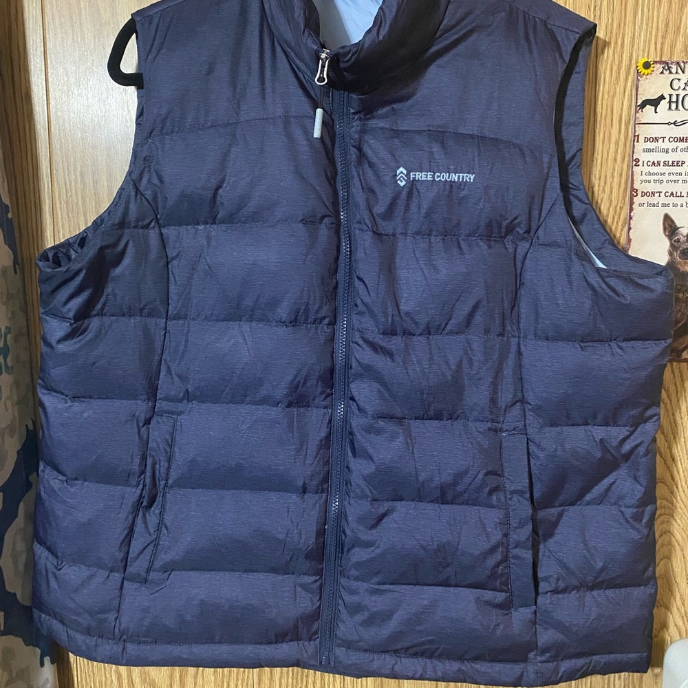 Free Country Women’s Blue Quilted Down Vest Size 2X Zip Up